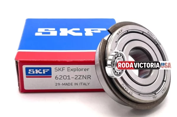 SKF 6201 ZZ NR Deep Groove Ball Bearing, Metal Shielded+Snap Ring 12x32x10 mm