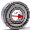 ZEN 6201 8 ZZ DEEP GROOVE BALL BEARING, METAL SHIELDED 6201-1/2 465898 1/2"x32x10mm - Image 2
