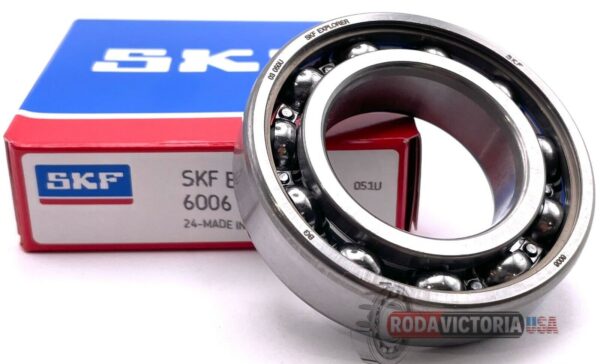 SKF 6006 Deep Groove Ball Bearing, Open, No Seals 30x55x13 mm.