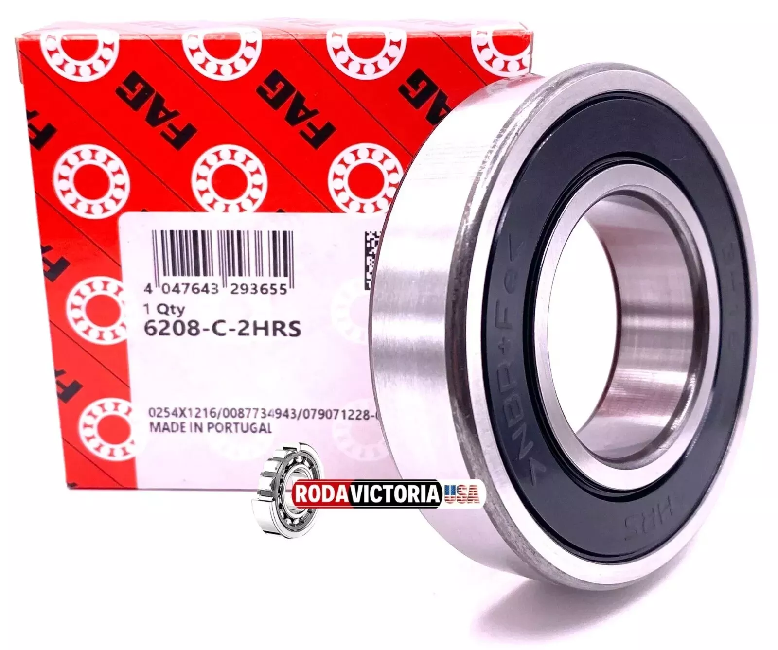 FAG 6208 2RS DEEP GROOVE BALL BEARING, RUBBER SEALED 40x80x18mm.