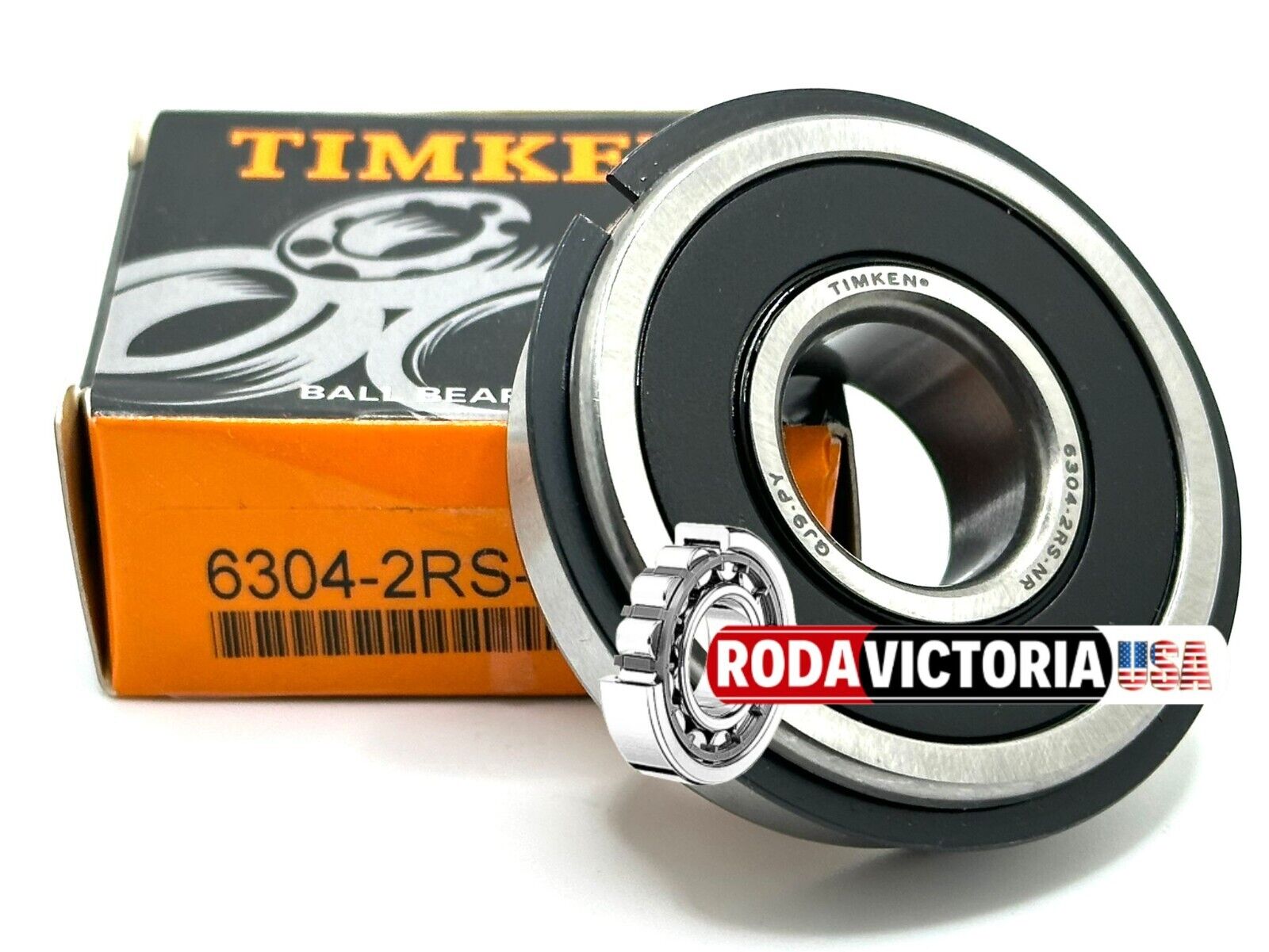 TIMKEN 6304 2RS NR BALL BEARING, RUBBER SEALED + SNAP RING 20x52x15mm - Image 3