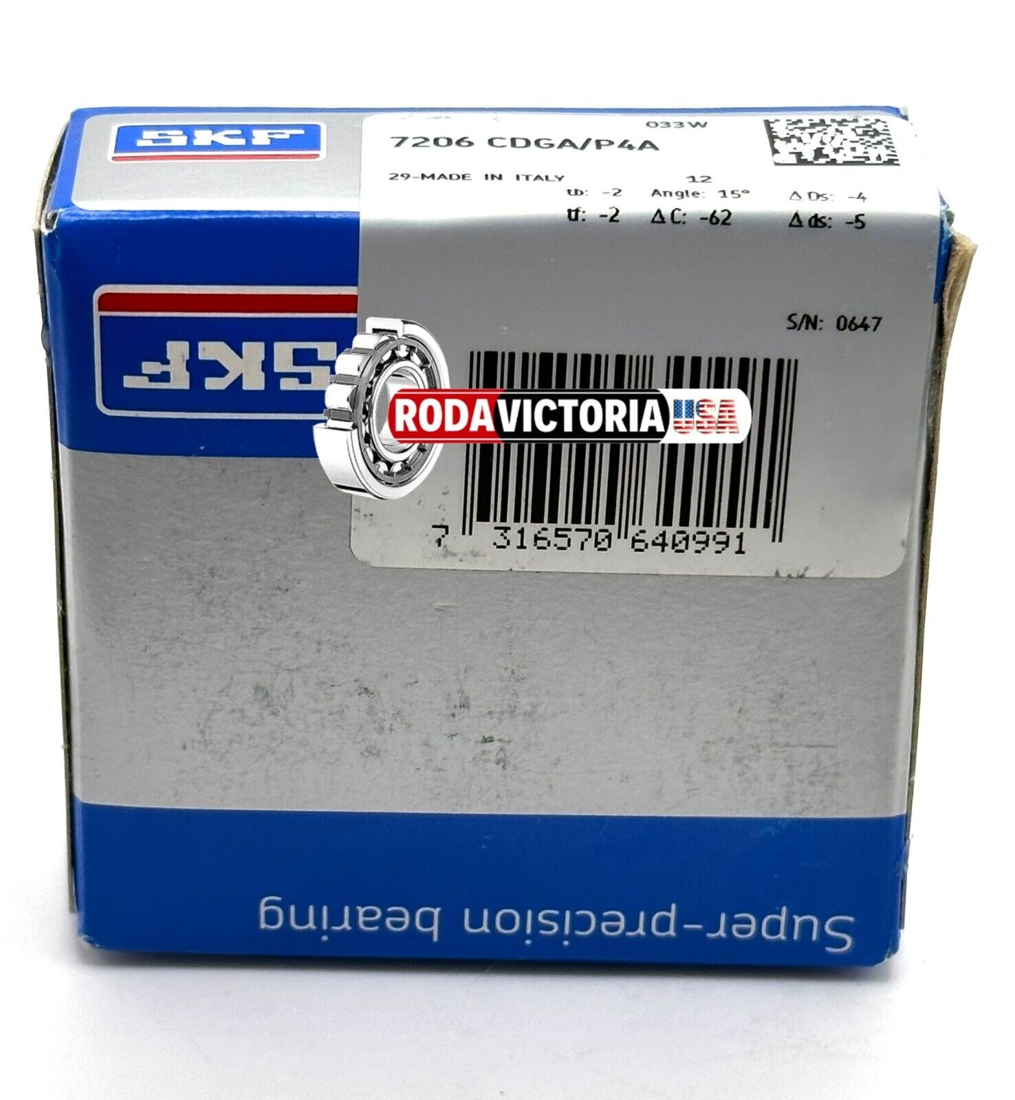 thumbnail image 2 of ABEC 7 Bearing SKF 7003 CDGA/P4A Angular Contact Bearing - 17x35x10mm, ABEC 7-9 Precision, 15° Contact Angle, Light Preload 15 Degree Contact Angle 2 of 14