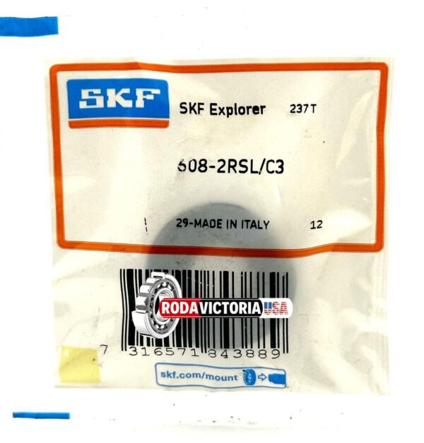 SKF 608-2RSL C3Deep Groove Ball Bearing, Rubber Sealed  608-LLB 8x22x7 mm