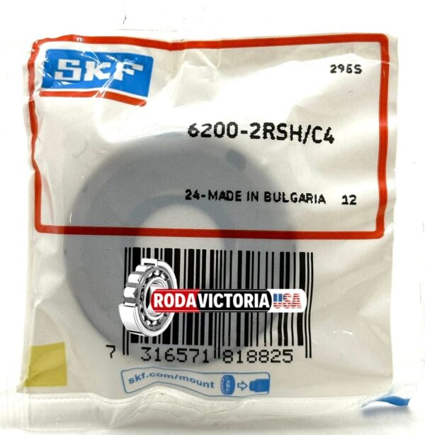 SKF 6200 2RSH C4 Deep Groove Ball Bearing, Rubber Sealed 10x30x9 mm