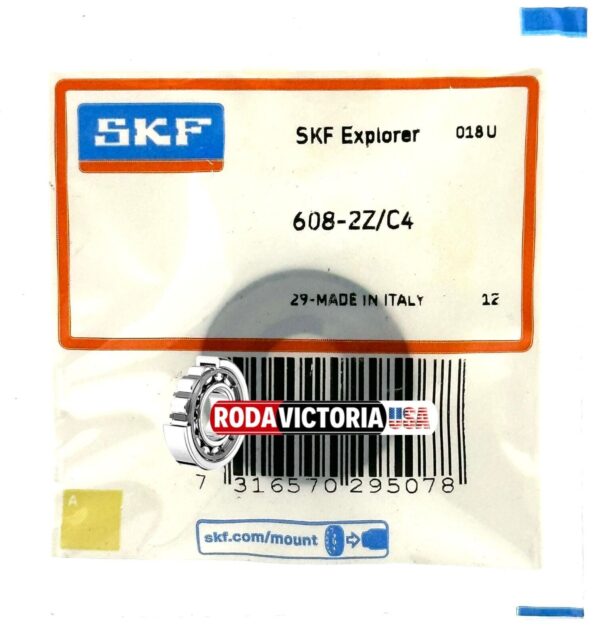 SKF 608 ZZ C4 Deep Groove Ball Bearing, Metal Shielded 8x22x7 mm