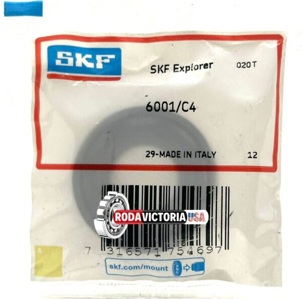 SKF 6001 C4 Deep Groove Ball Bearing, Open, No Seals 12x28x8 mm