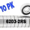 (10 Pcs) ZEN 6203 2RS C3 Deep Groove Ball Bearing, Rubber Sealed 17x40x12 mm
