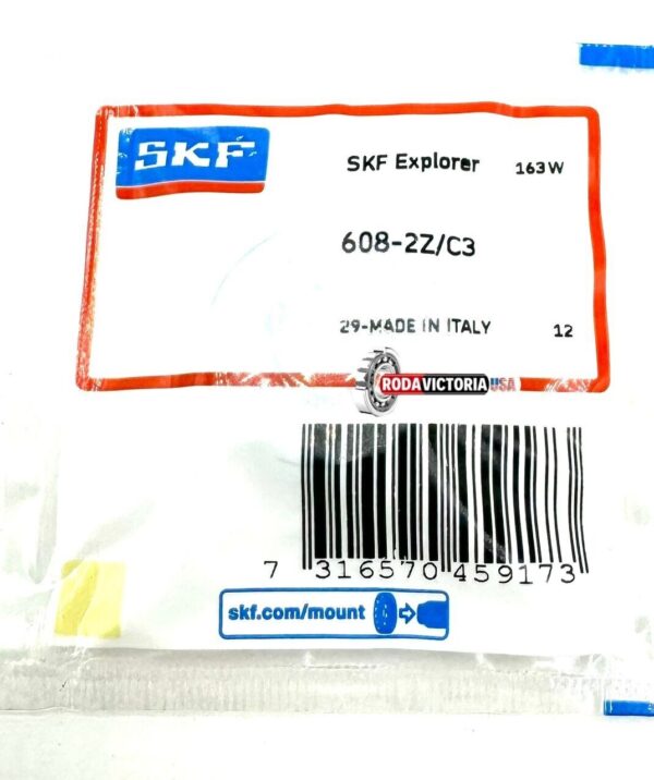 SKF 608 2Z C3 DEEP GROOVE BALL BEARING, METAL SHIELDED 8x22x7 mm