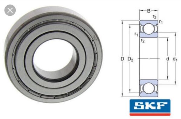 SKF 6008 Z BALL BEARING, METAL SHIELDED ONE SIDE + OPEN ONE SIDE 40x68x15 mm - Image 2