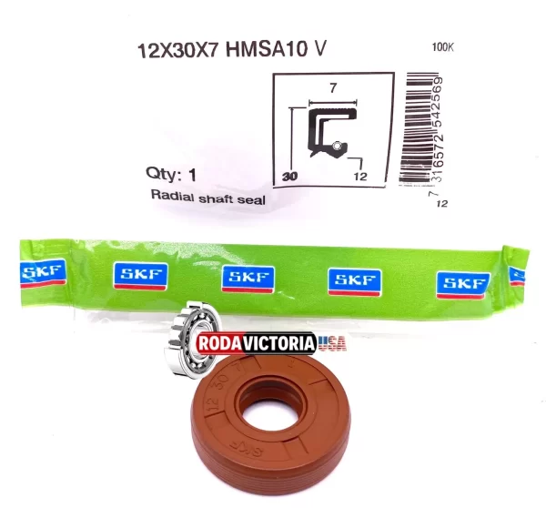 SKF 12x30x7 mm HMSA10 V Viton Oil Metric Seal, Double Lip with Spring