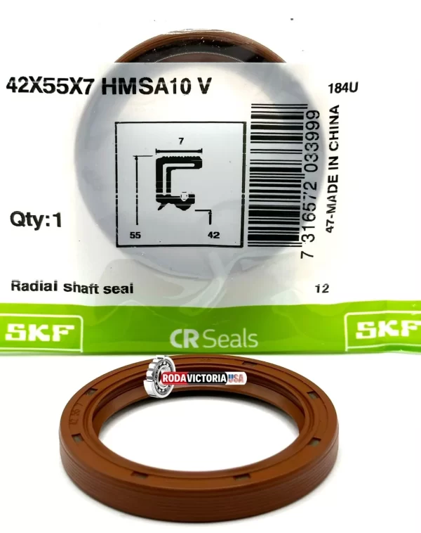 SKF 42x55x7 mm HMSA10 V Viton Oil Metric Seal, Double Lip with Spring