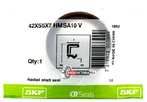 SKF 42x55x7 mm HMSA10 V Viton Oil Metric Seal, Double Lip with Spring - Image 3