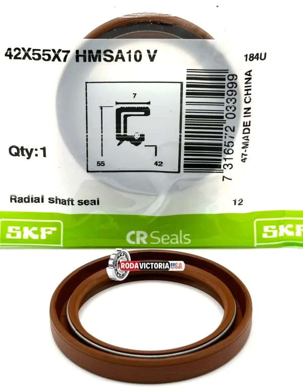 SKF 42x55x7 mm HMSA10 V Viton Oil Metric Seal, Double Lip with Spring - Image 2