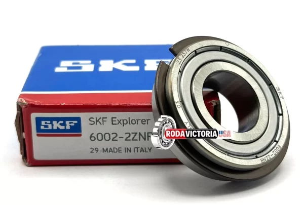 SKF 6002 ZZ NR BALL BEARING, Metal Shielded + Snap Ring 15x32x9 mm