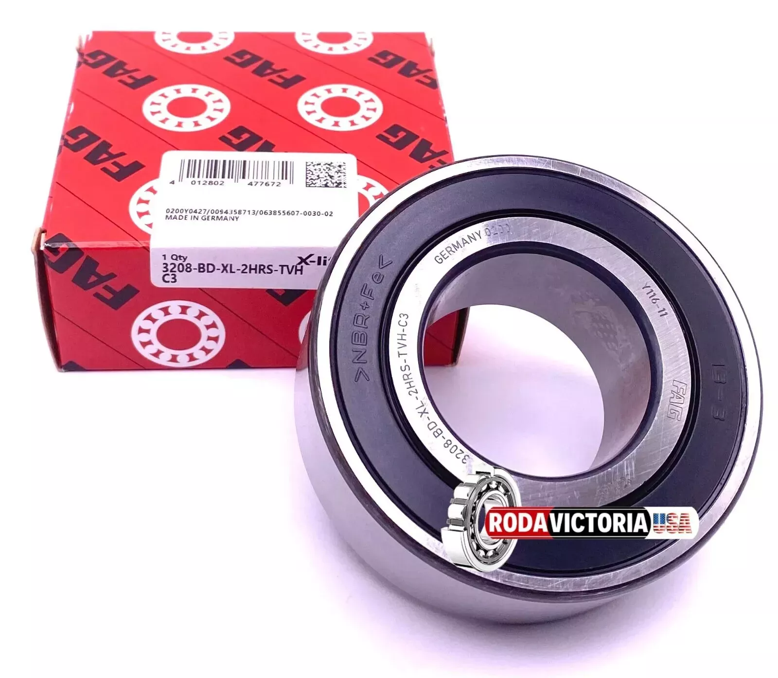 FAG Germany 3208 BD XL 2HRS TVH C3 Angular Contact Ball Bearing 40x80x30.2 mm
