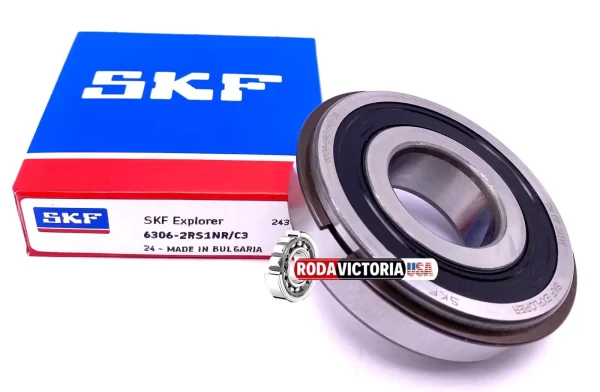 SKF 6306 2RS1 NR C3 Ball Bearing, Rubber Sealed + Snap Ring 30x72x19 mm - Image 2