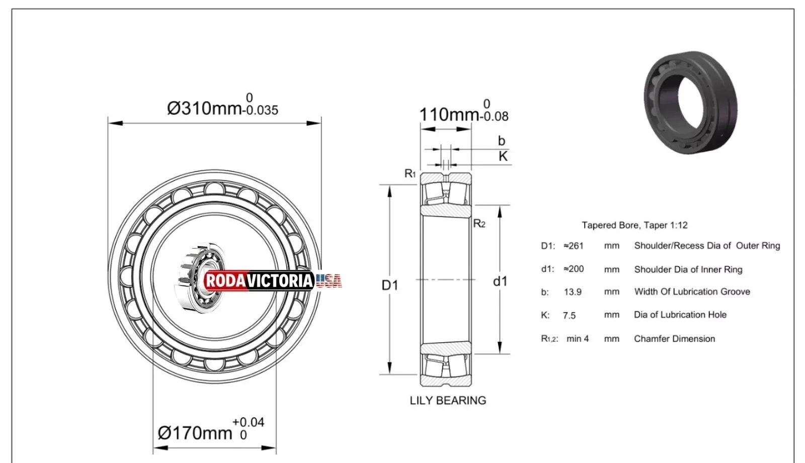 SKF Sweden 23234 CCK W33 Spherical Roller Bearing 170x310x110 mm - Image 2