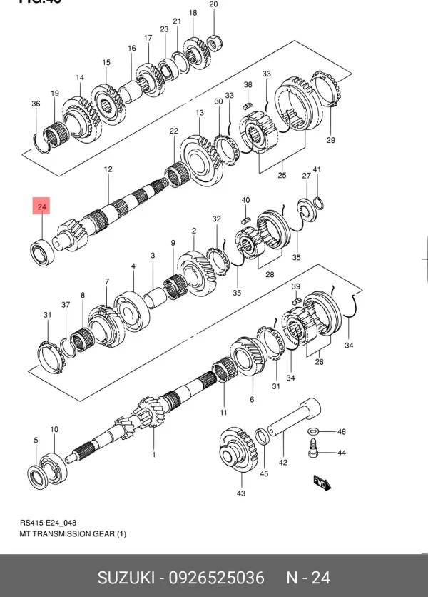 Genuine Suzuki Bearing 09265-25036 Gear Box 25x47x17 mm - Image 2