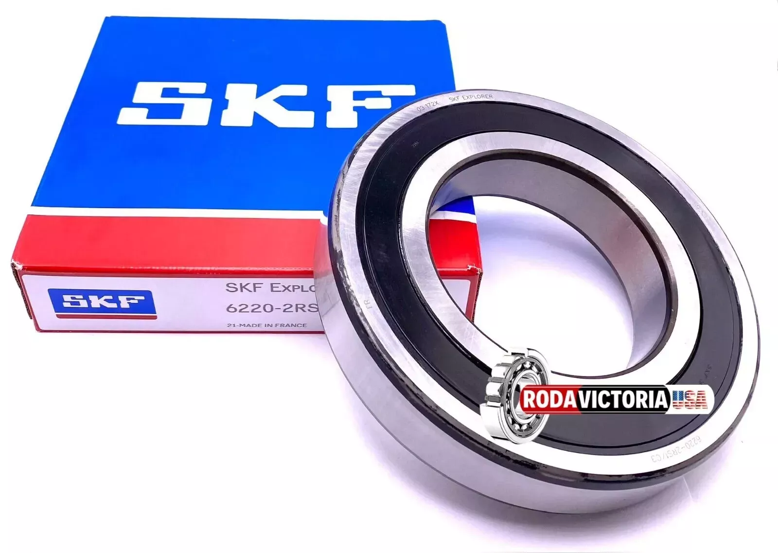 SKF 6220 2RS Deep Groove Ball Bearing, Rubber Sealed 100x180x34 mm
