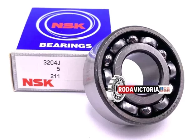 NSK 3204 J Angular Contact Ball Bearing, Open Type, No Seals 5204 20x47x20.6 mm