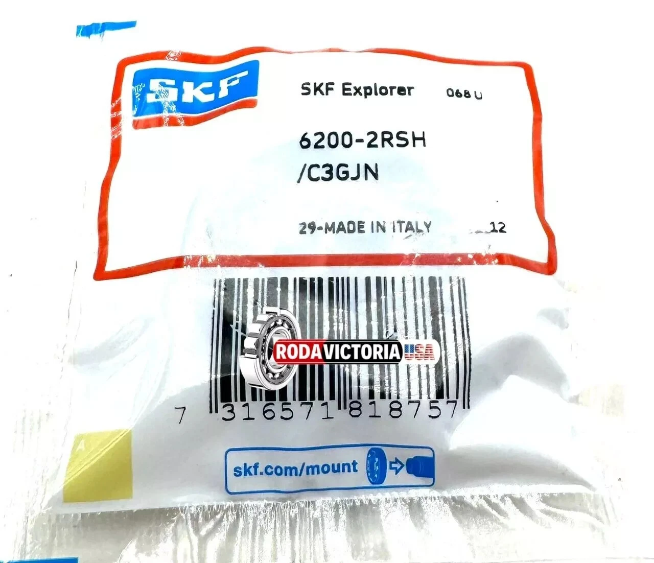 SKF 6200 2RSH C3 GJN Deep Groove Ball Bearing, Rubber Sealed 10x30x9 mm - Image 2