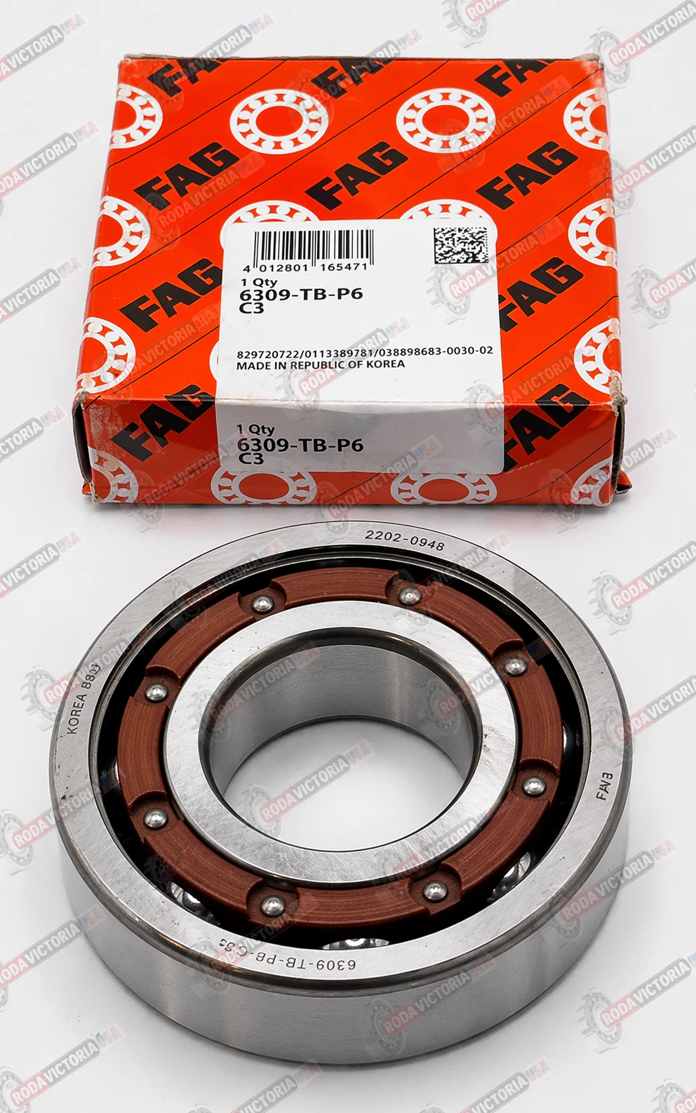 FAG 6309 TB P6 C3 Deep Groove Ball Bearing, Open Type, No Seals 45x100x25 mm - Image 4